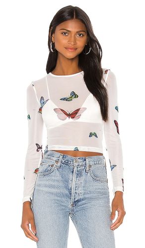 Ari Butterfly Mesh Top in White. - size S (also in XS, XXS) - superdown - Modalova