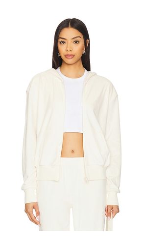 Rhys Velour Zip Up Hoodie in Cream. - size M (also in S, XS) - Splits59 - Modalova