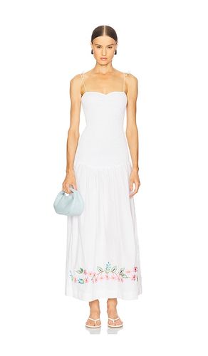 Shirred Embroidered Drop Hem Maxi Dress in White. - size L (also in M, S, XL, XS) - SWF - Modalova