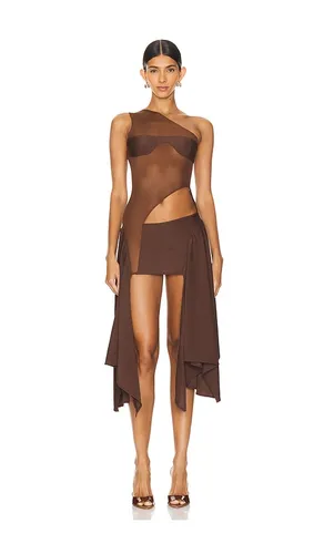 X REVOLVE Tricot Mesh Dress in Brown. - size L (also in S) - Sketch-Y - Modalova