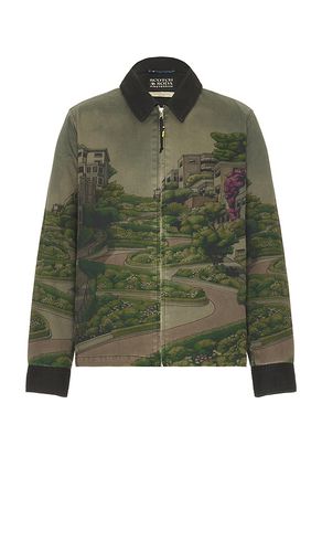 Photo Printed Twill Coach Jacket in Olive. - size L (also in M, S, XL/1X) - Scotch & Soda - Modalova