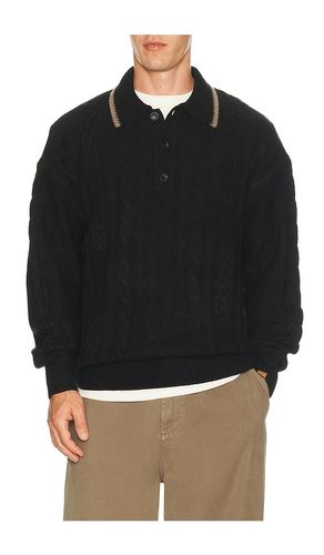 Soft knit polo cable pullover en color negro talla L (también en M, S, XL/1X) - Scotch & Soda - Modalova