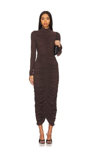 Mock Gathered Long Sleeve Dress in Brown. - size M (also in S, XS) - Susana Monaco - Modalova