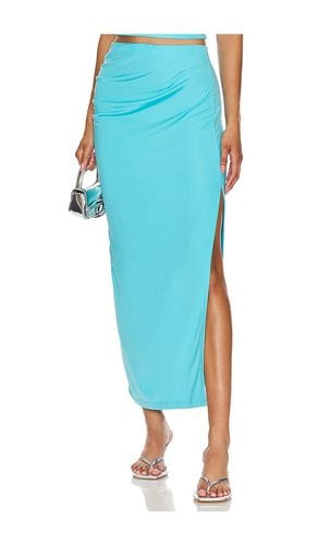 Solid Side Gathered Slit Skirt in Teal. - size L (also in M, S, XS) - Susana Monaco - Modalova