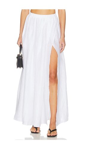 Solid Linen Wrap Elastic Skirt in . Size L. Also in M, S - Susana Monaco - Modalova