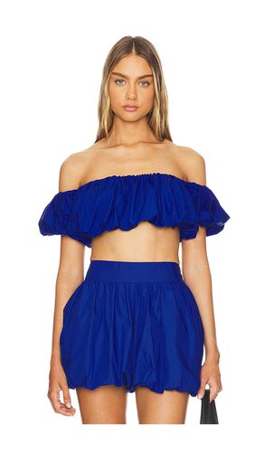 Puff Sleeve Crop Top in Navy. - size L (also in M, S, XS) - Susana Monaco - Modalova