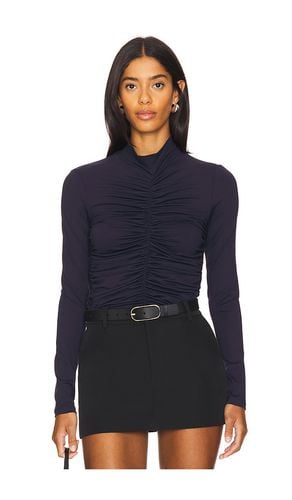 Mock Neck Gathered Front Top in Navy. - size L (also in M, S, XS) - Susana Monaco - Modalova