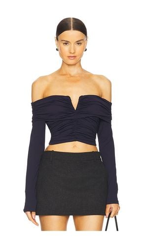 Off Shoulder Long Sleeve V Wire Top in Navy. - size M (also in S, XS) - Susana Monaco - Modalova