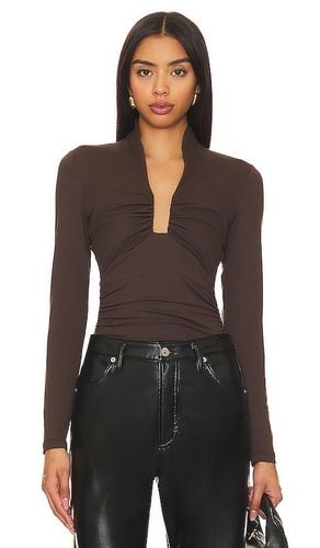 Square Wire Gathered Top in Brown. - size L (also in S, XS) - Susana Monaco - Modalova