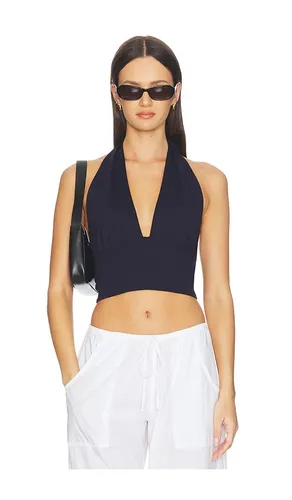 Deep Halter Tie Top in Navy. - size M (also in S, XS) - Susana Monaco - Modalova