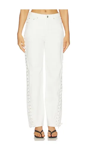 Loose Fit Laced Jeans in White. - size 24 (also in 25, 26, 28) - ROTATE - Modalova