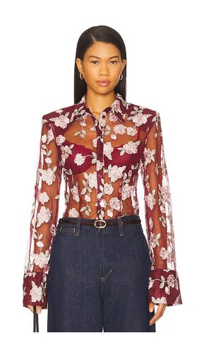 Mesh Fitted Shirt in Burgundy. - size 32 (also in 34, 36, 38, 40, 42, 44) - ROTATE - Modalova