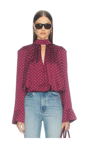 Dot Satin Bow Shirt in Wine. - size 32 (also in 34, 36, 38, 40) - ROTATE - Modalova