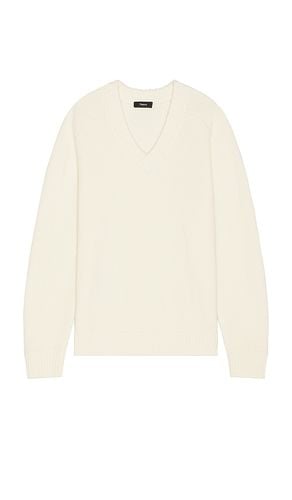 Heavy Wool Cashmere V-Neck Sweater in White. - size L (also in M, XL/1X) - Theory - Modalova