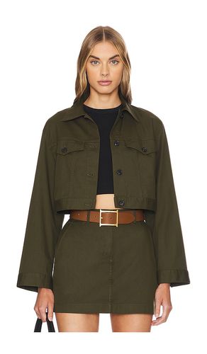 Crop Trucker Jacket in Olive. - size L (also in M, XL) - Theory - Modalova