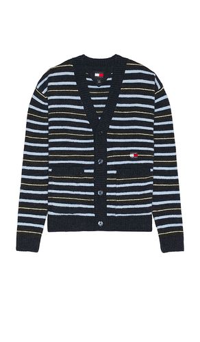 Boxy Jacquard Stripe Cardigan in Blue. - size L (also in M, S, XL/1X) - Tommy Jeans - Modalova