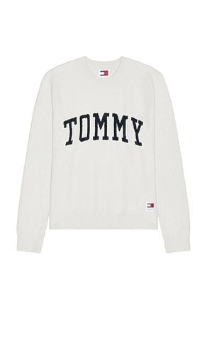 Slim Boucle Varsity Sweater in Light Grey. - size L (also in M, S) - Tommy Jeans - Modalova