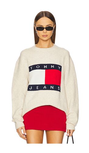 Melange Flag Sweater in Cream. - size L (also in M, S, XL/1X) - Tommy Jeans - Modalova