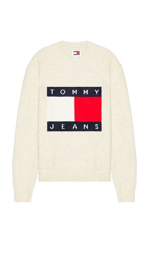 Melange Flag Sweater in Cream. - size L (also in M, S, XL/1X) - Tommy Jeans - Modalova