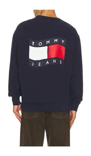 Relaxed Wavy Flag Sweatshirt in Navy. - size L (also in M, S, XL/1X) - Tommy Jeans - Modalova