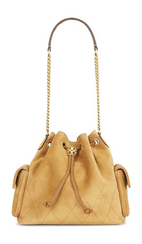 Charlie Quilted Suede Drawstring Shoulder Bag in - Tory Burch - Modalova