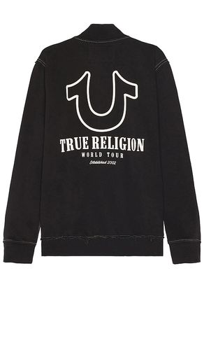 Big T Pigment Zip Mock Neck Sweatshirt in Black. - size L (also in M, XL/1X) - True Religion - Modalova