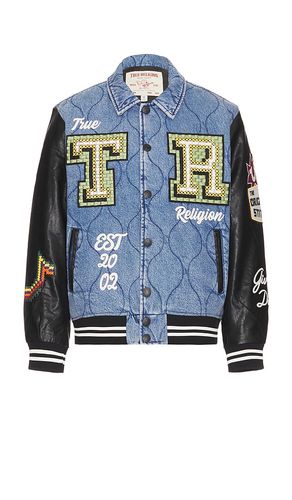 Quilted Denim Varsity Jacket in Blue. - size L (also in M, S, XL/1X) - True Religion - Modalova