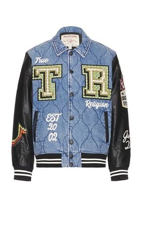 Quilted Denim Varsity Jacket in Denim-Medium. - size S (also in XL/1X) - True Religion - Modalova