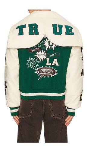Retro wool varsity jacket in color green,white size L (also in XL/1X) - True Religion - Modalova