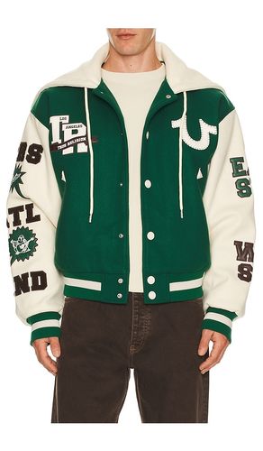 Retro wool varsity jacket in color green,white size L (also in XL/1X) - True Religion - Modalova