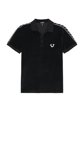 Damask velour polo en color negro talla L en - Black. Talla L (también en M, XL/1X) - True Religion - Modalova