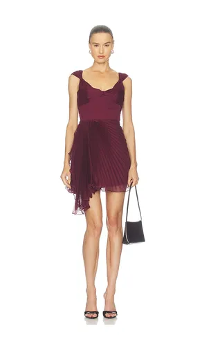 Nova Pleated Mini Dress in Burgundy. - size 0 (also in 10, 2, 4, 6) - AMUR - Modalova