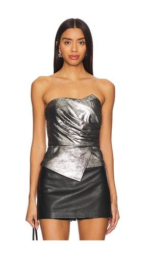 Vallan Leather Crop Top in Metallic Silver. - size 12 (also in 2, 6) - AMUR - Modalova