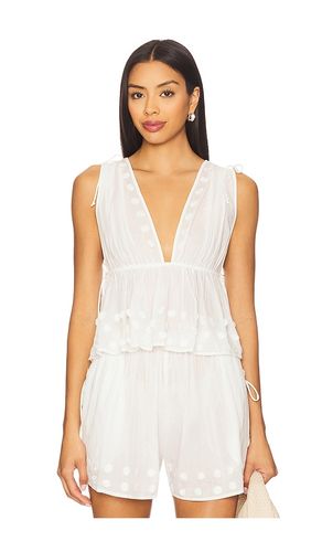 Anya Plunge V Neck Top Coverup in White. - size M (also in S, XL) - Ulla Johnson - Modalova