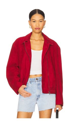 X REVOLVE Rex Bomber Jacket in Burgundy. - size L (also in M, S, XL, XS) - Understated Leather - Modalova