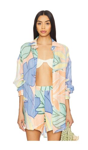Playa Linen Boyfriend Shirt in Blue,Peach. - size L (also in M) - vitamin A - Modalova