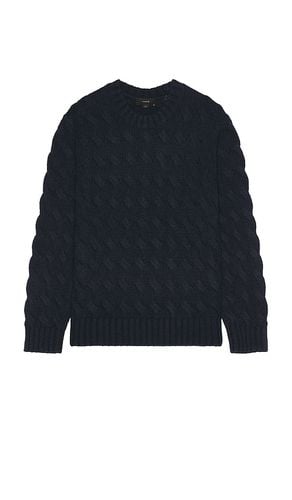 Cable Wave Crew Sweater in Navy. - size L (also in M, S, XL/1X) - Vince - Modalova