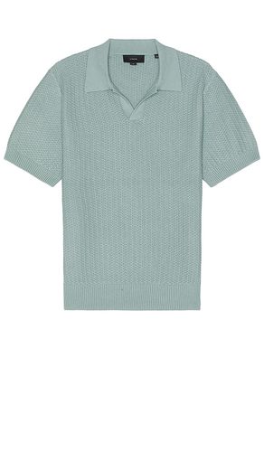 Crafted Rib Short Sleeve Johnny Collar Polo in Blue. - size L (also in S, XL/1X) - Vince - Modalova