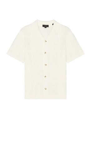 Patchwork Pointelle Button Down Shirt in Cream. - size M (also in S, XL/1X) - Vince - Modalova