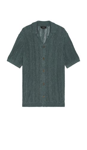 Desert Texture Stripe Cabana Shirt in Teal. - size L (also in M) - Vince - Modalova
