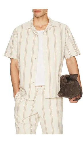 Cove Stripe Short Sleeve Cabana Shirt in Cream. - size L (also in S) - Vince - Modalova