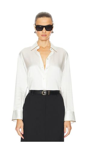 Tipped Slim Long Sleeve Blouse in Ivory. - size L (also in M, S, XL) - Vince - Modalova