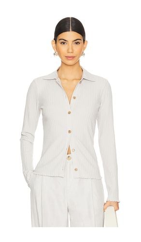 Rib Long Sleeve Button Up Polo in Ivory. - size M (also in S, XL, XS) - Vince - Modalova