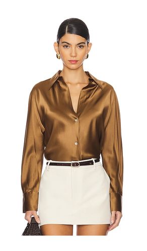 Bias Long Sleeve Blouse in Tan. - size M (also in S, XS) - Vince - Modalova