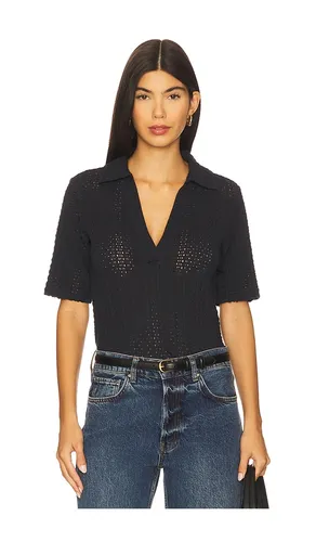 Elbow Sleeve Polo Top in Navy. - size L (also in M, S, XS) - Vince - Modalova