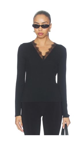 Lace Trim Longsleeve V Neck Top in . Größe M. Also in S, XS - Vince - Modalova