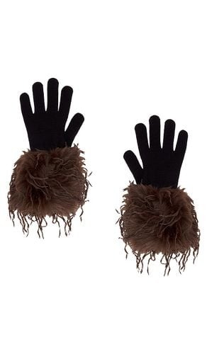 Knitted Gloves With Faux Fur Trim in Brown - Vaillant - Modalova