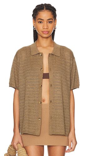 Open knit short sleeve shirt en color marrón talla L en - Brown. Talla L (también en M, S, XL/1X, XS) - WAO - Modalova