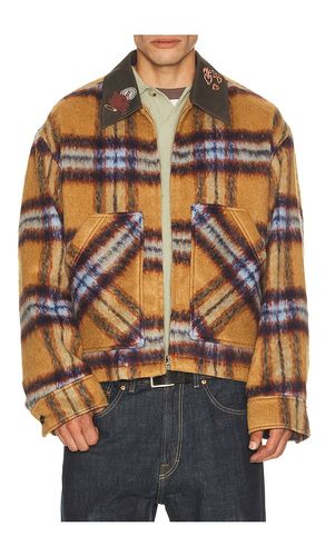Camel Teddy Doodle Check Pattern Jacket in . Size L. Also in M, S, XL/1X - WE11DONE - Modalova