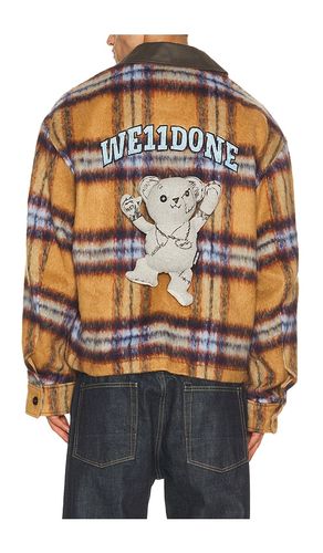 Camel Teddy Doodle Check Pattern Jacket in . Taglia L. Also in M, S, XL/1X - WE11DONE - Modalova